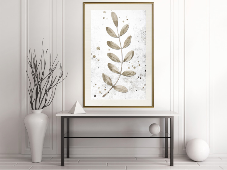 Wall Poster Single Branch - delicate autumn leaves on a grayscale background 116413 additionalImage 21