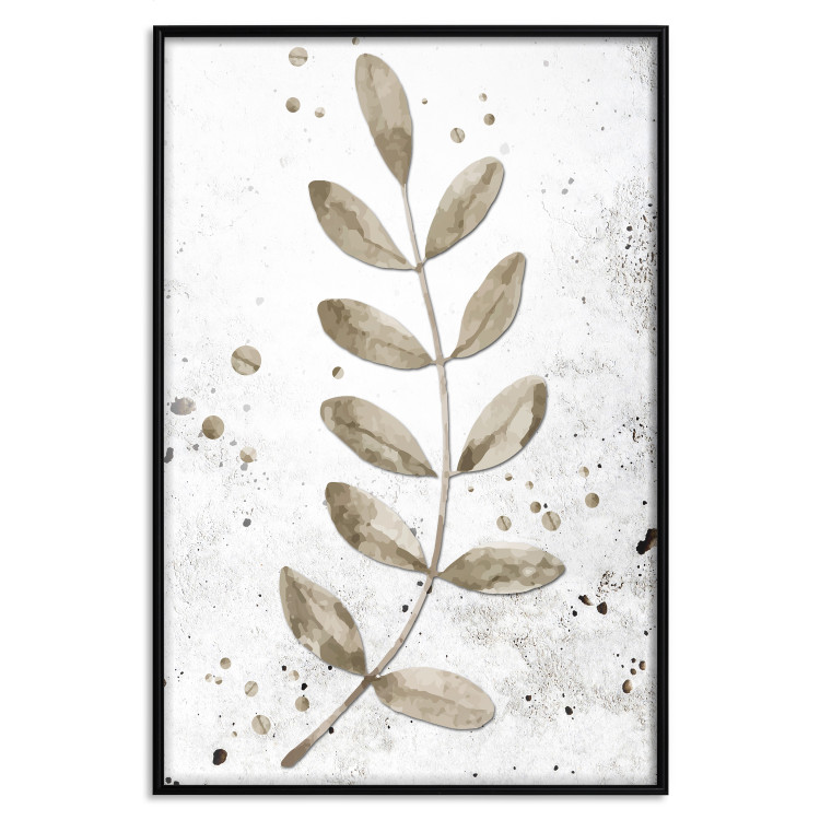 Wall Poster Single Branch - delicate autumn leaves on a grayscale background 116413 additionalImage 18