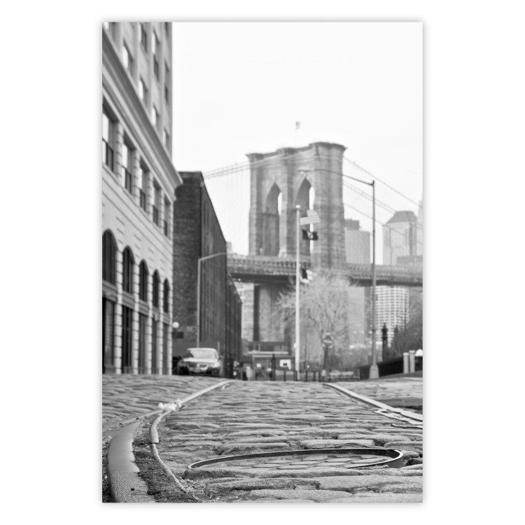 Wall Poster Brooklyn Bridge - black and white composition with New York architecture 118013