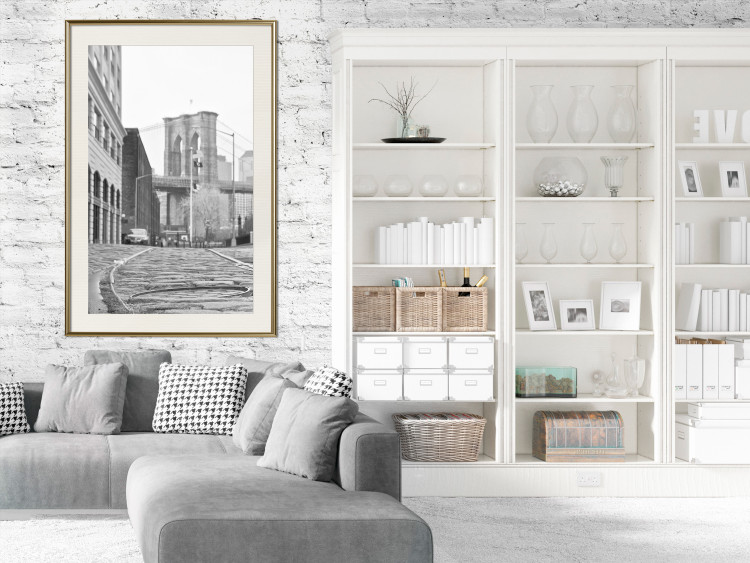 Wall Poster Brooklyn Bridge - black and white composition with New York architecture 118013 additionalImage 21