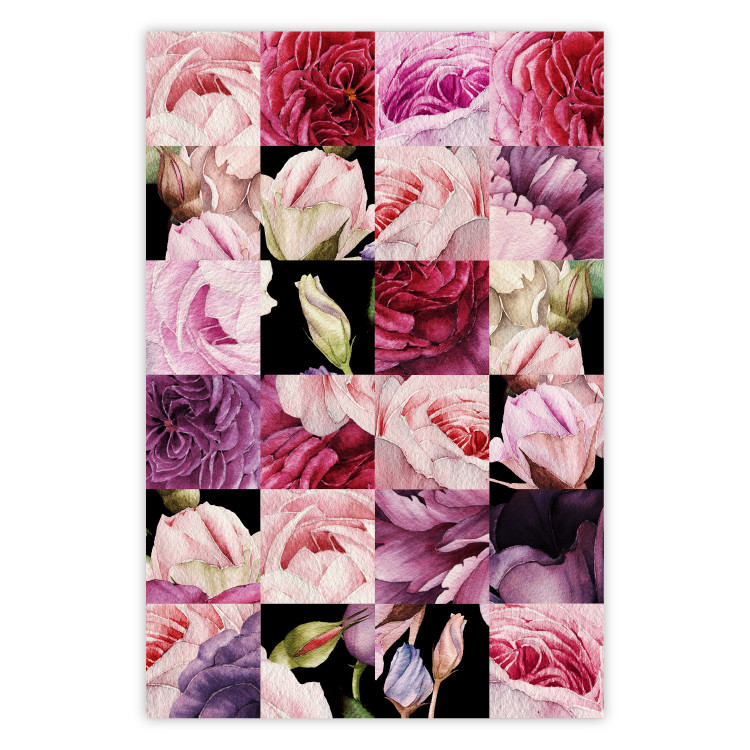 Wall Poster Floral Collage - colorful composition full of pink-toned plants 118313