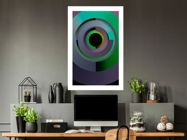 Poster Efficient System - geometric abstraction in circles in green and gray 119213 additionalImage 2