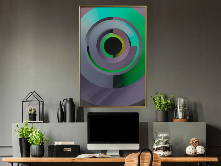 Poster Efficient System - geometric abstraction in circles in green and gray 119213 additionalImage 5