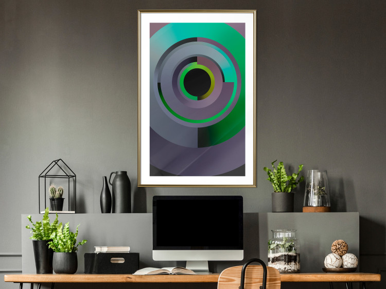 Poster Efficient System - geometric abstraction in circles in green and gray 119213 additionalImage 13