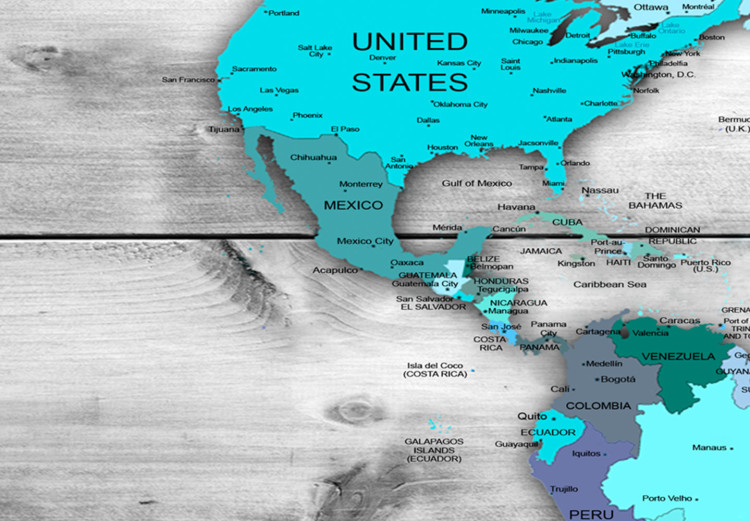 Canvas World Map: Blue World (3 Parts) 122213 additionalImage 4
