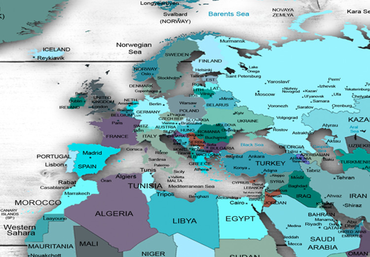 Canvas World Map: Blue World (3 Parts) 122213 additionalImage 5