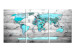 Canvas World Map: Blue World (3 Parts) 122213