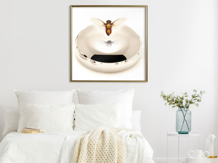 Wall Poster Reach for Dreams - abstract levitating insect above a golden circle 122313 additionalImage 5