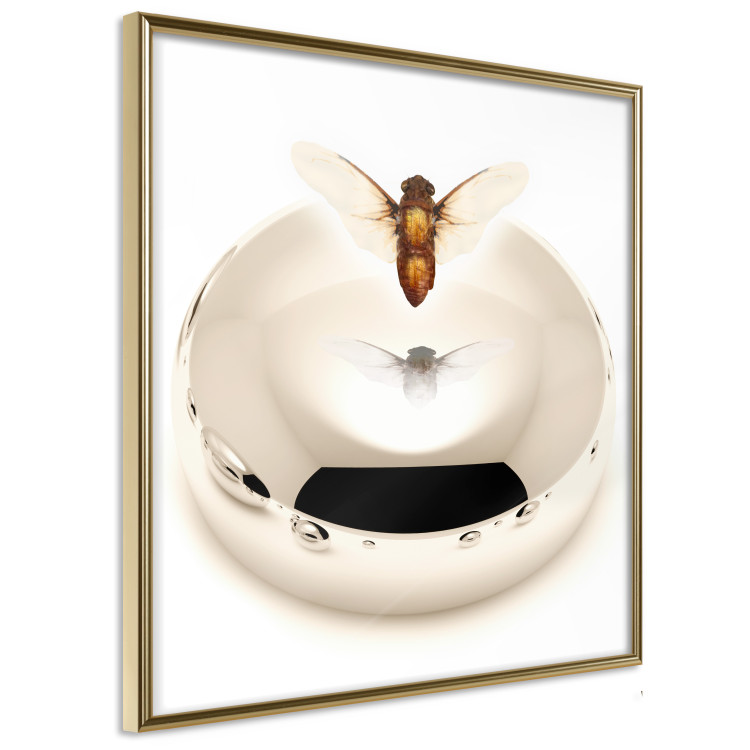 Wall Poster Reach for Dreams - abstract levitating insect above a golden circle 122313 additionalImage 12