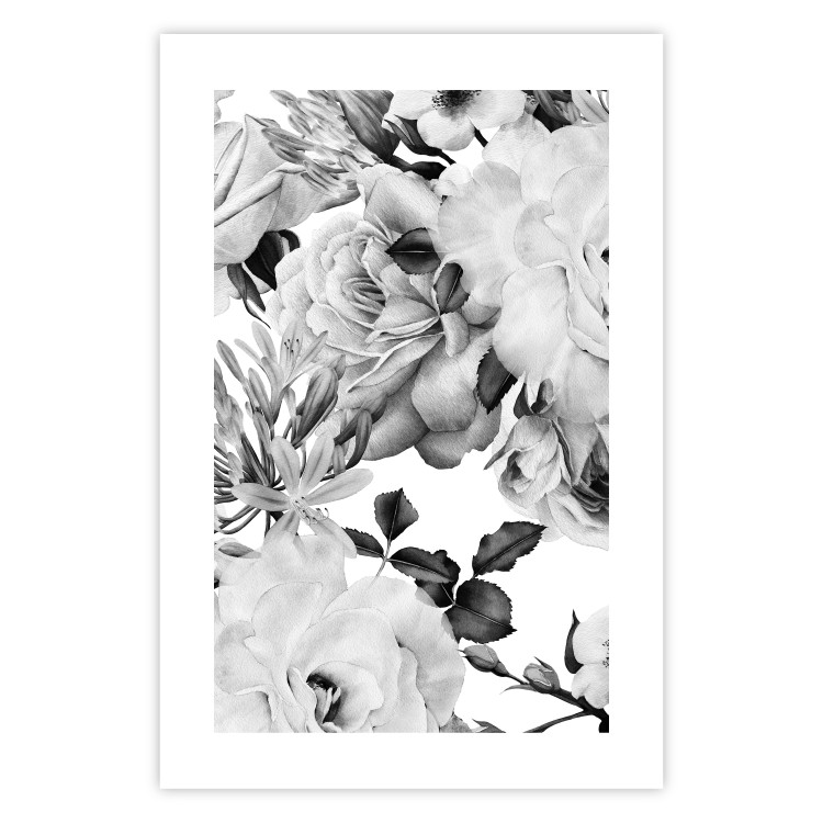 Poster Monochrome Flowers - black and white motif of flowers and leaves on white background 123813 additionalImage 19