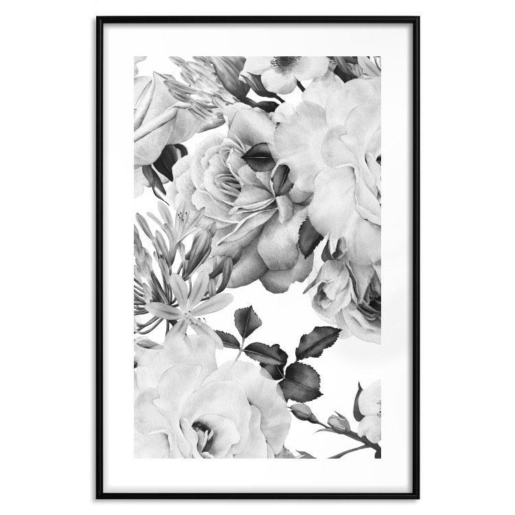 Poster Monochrome Flowers - black and white motif of flowers and leaves on white background 123813 additionalImage 15