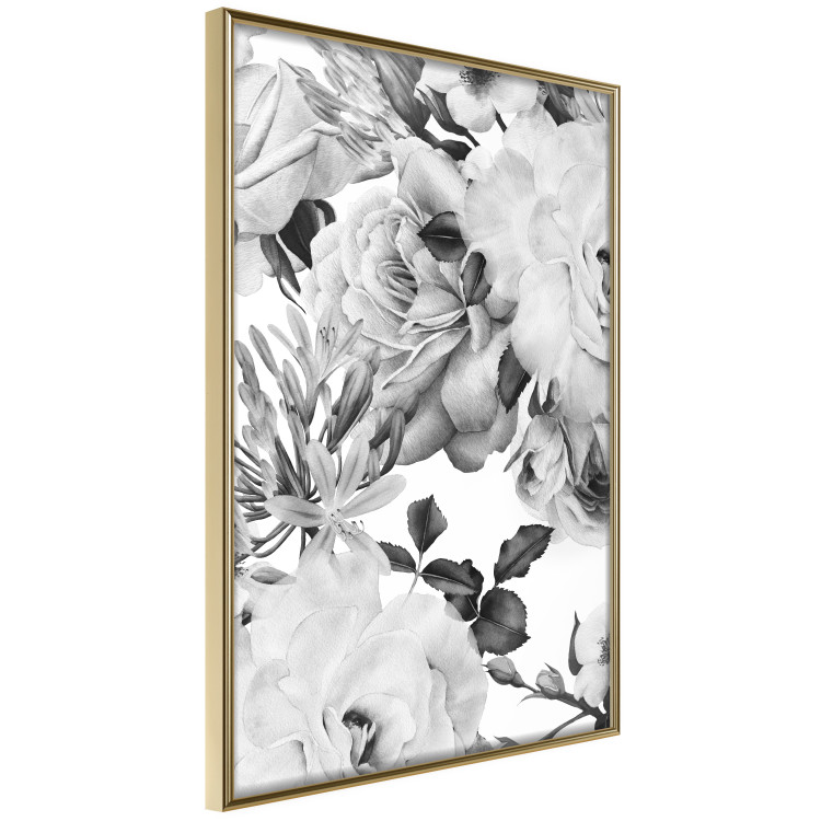 Poster Monochrome Flowers - black and white motif of flowers and leaves on white background 123813 additionalImage 12