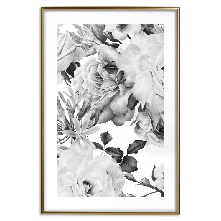 Poster Monochrome Flowers - black and white motif of flowers and leaves on white background 123813 additionalImage 14