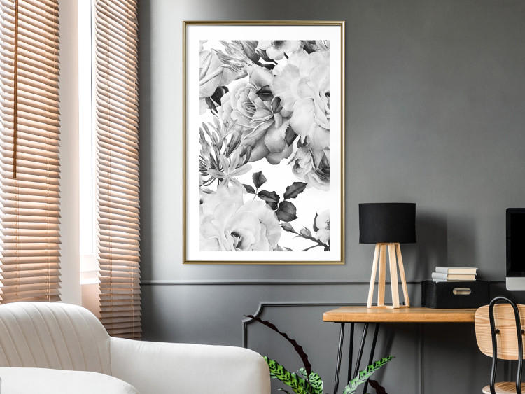 Poster Monochrome Flowers - black and white motif of flowers and leaves on white background 123813 additionalImage 13