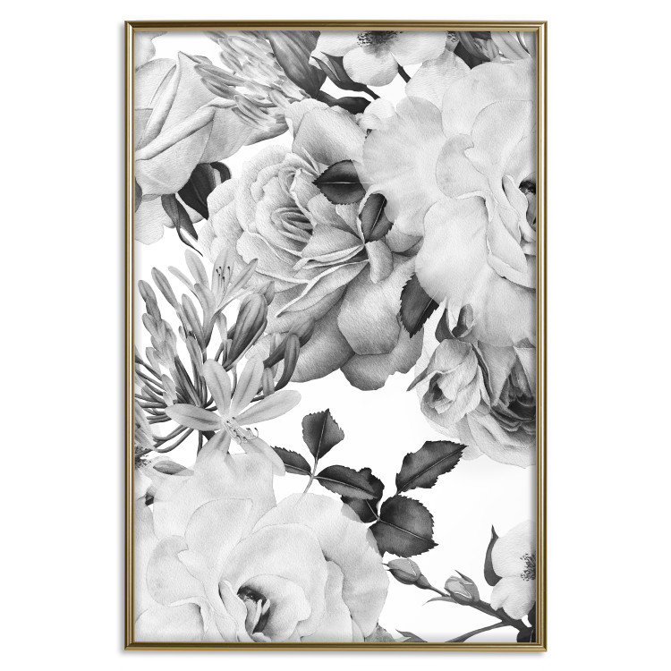 Poster Monochrome Flowers - black and white motif of flowers and leaves on white background 123813 additionalImage 16