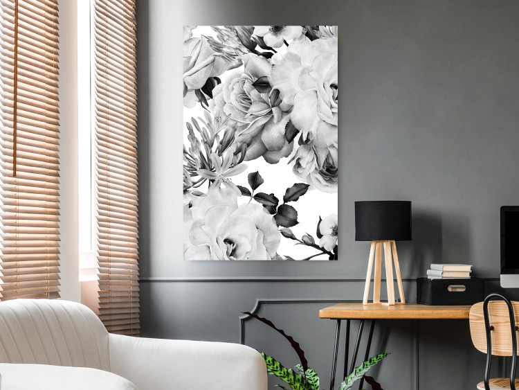 Poster Monochrome Flowers - black and white motif of flowers and leaves on white background 123813 additionalImage 17