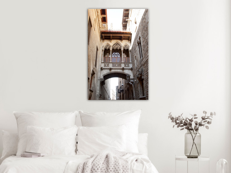 Canvas Art Print Gothic district in Barcelona - photograph of historic architecture 123913 additionalImage 3