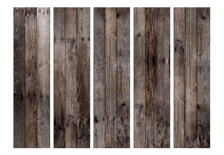 Room Divider Nailed Boards II (5-piece) - brown wooden texture background 124313 additionalImage 3