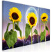 Canvas Art Print Sunflowers on clouds background - triptych with flowers, moon and sky 124413 additionalThumb 2