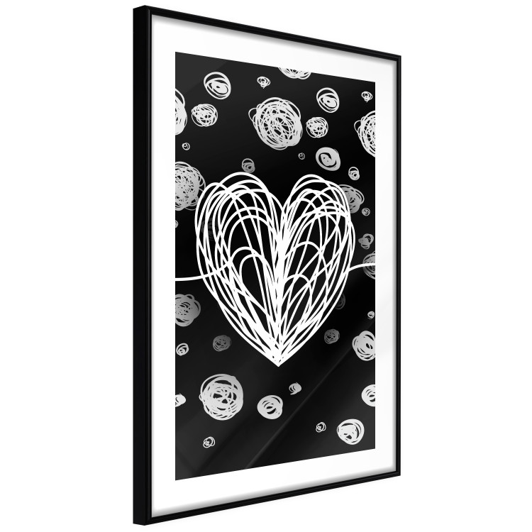 Wall Poster Center of the Galaxy - abstract heart on a black background with white spheres 125413 additionalImage 11