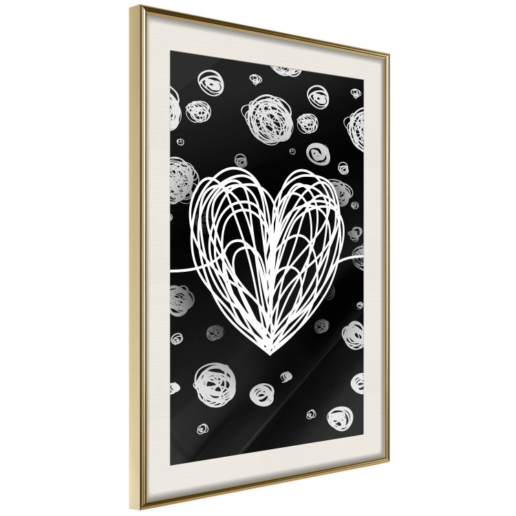 Wall Poster Center of the Galaxy - abstract heart on a black background with white spheres 125413 additionalImage 2