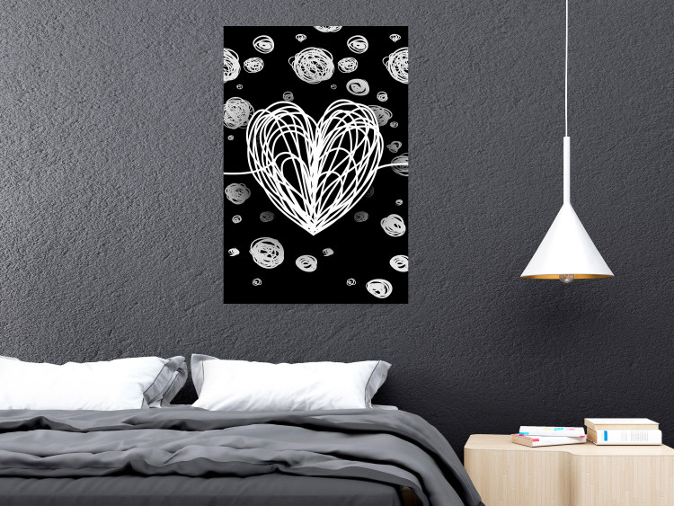Wall Poster Center of the Galaxy - abstract heart on a black background with white spheres 125413 additionalImage 17