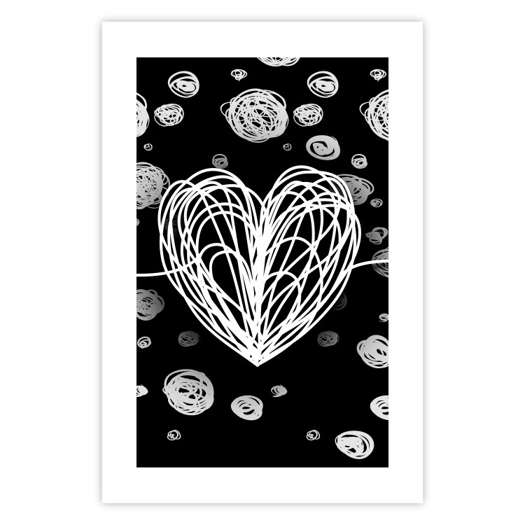 Wall Poster Center of the Galaxy - abstract heart on a black background with white spheres 125413 additionalImage 25
