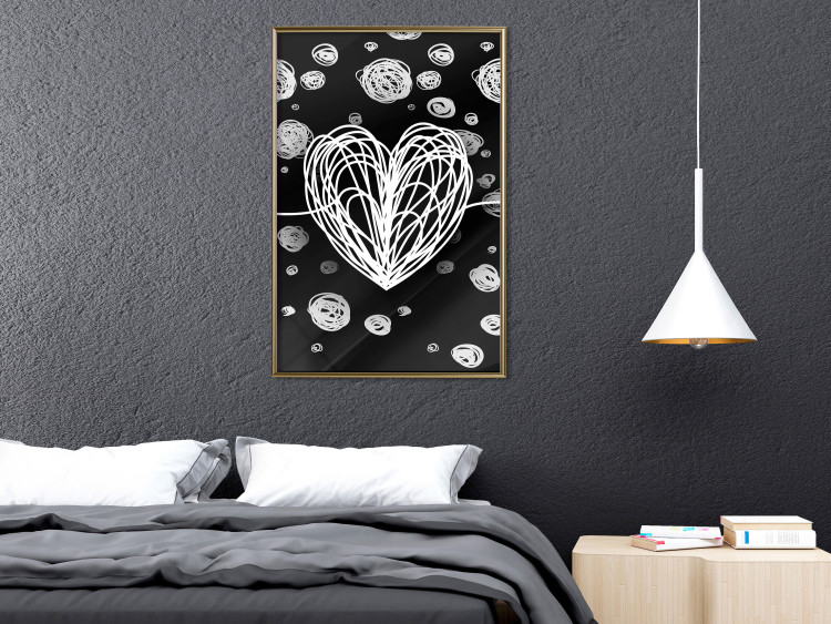 Wall Poster Center of the Galaxy - abstract heart on a black background with white spheres 125413 additionalImage 7