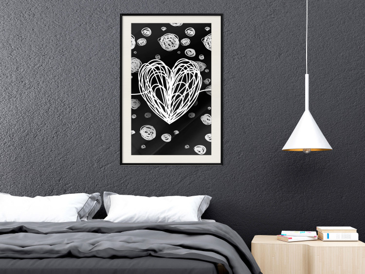 Wall Poster Center of the Galaxy - abstract heart on a black background with white spheres 125413 additionalImage 22