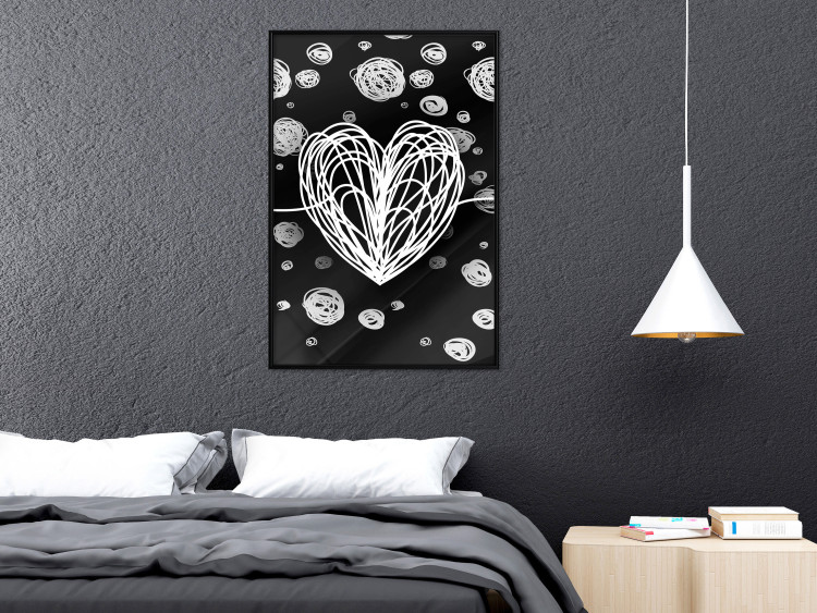 Wall Poster Center of the Galaxy - abstract heart on a black background with white spheres 125413 additionalImage 5