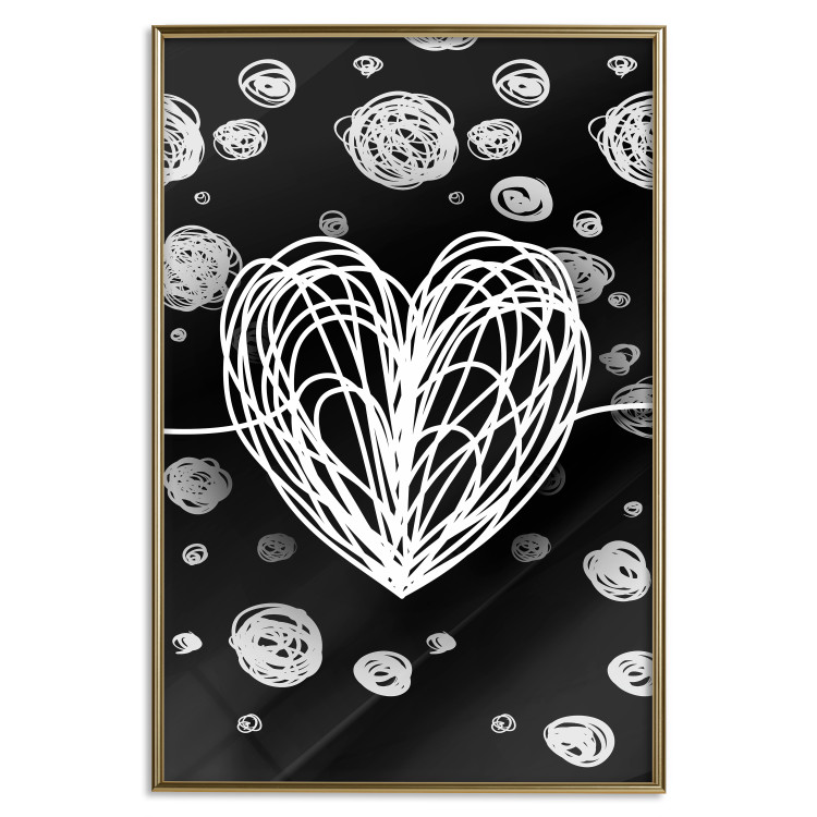 Wall Poster Center of the Galaxy - abstract heart on a black background with white spheres 125413 additionalImage 16
