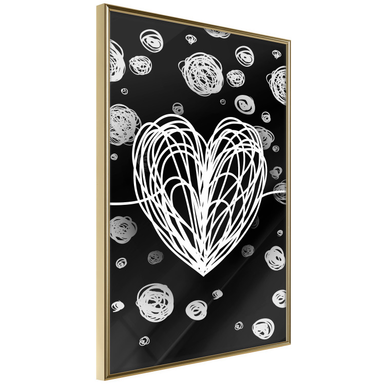 Wall Poster Center of the Galaxy - abstract heart on a black background with white spheres 125413 additionalImage 14