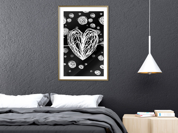 Wall Poster Center of the Galaxy - abstract heart on a black background with white spheres 125413 additionalImage 15