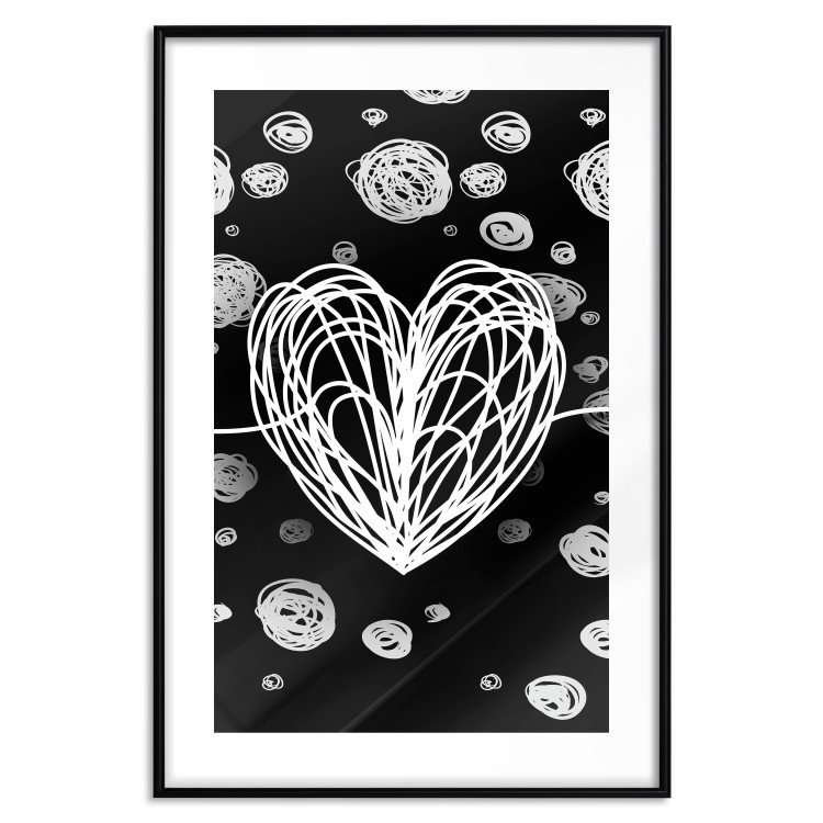 Wall Poster Center of the Galaxy - abstract heart on a black background with white spheres 125413 additionalImage 17