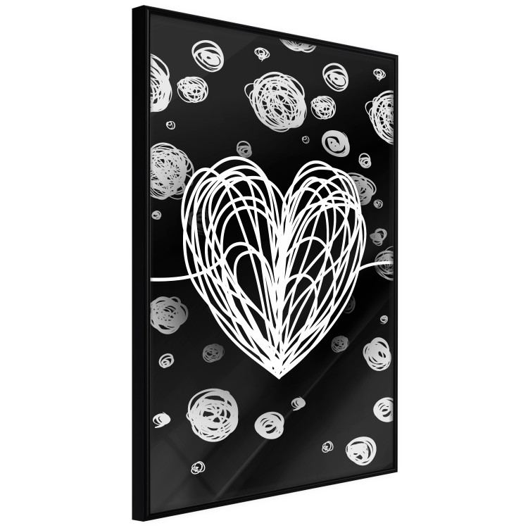 Wall Poster Center of the Galaxy - abstract heart on a black background with white spheres 125413 additionalImage 10