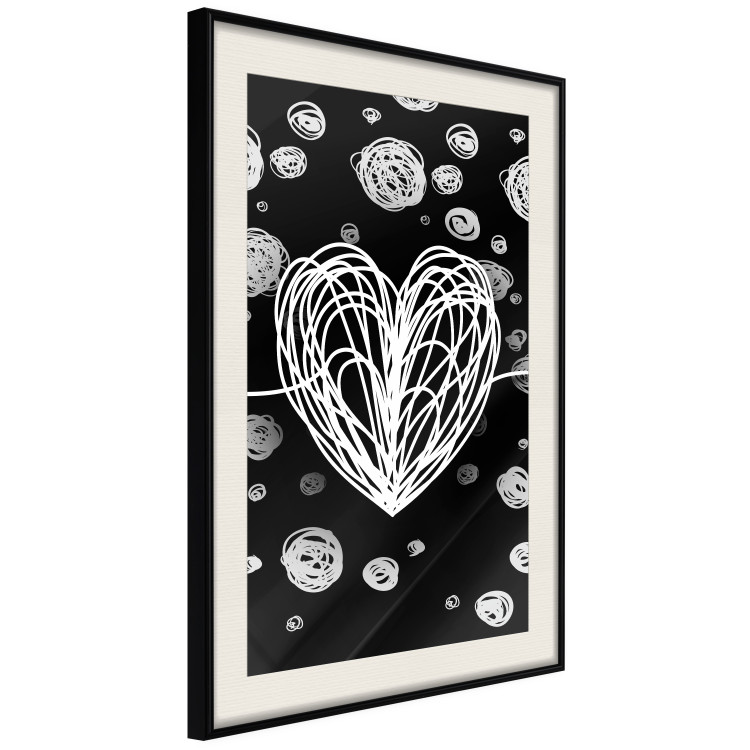 Wall Poster Center of the Galaxy - abstract heart on a black background with white spheres 125413 additionalImage 3