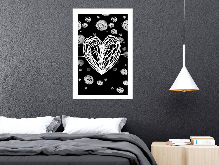 Wall Poster Center of the Galaxy - abstract heart on a black background with white spheres 125413 additionalImage 2