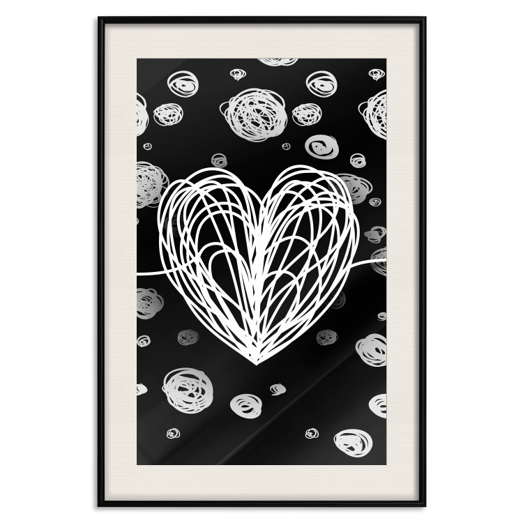 Wall Poster Center of the Galaxy - abstract heart on a black background with white spheres 125413 additionalImage 18