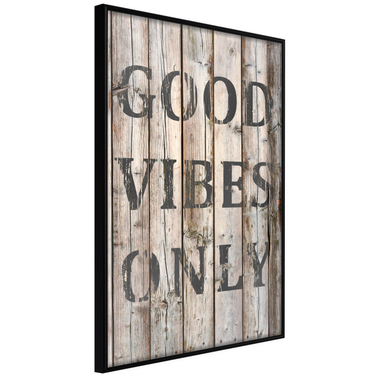 Wall Poster Retro: Good Vibes Only - English text on a background of wooden planks 125713 additionalImage 3