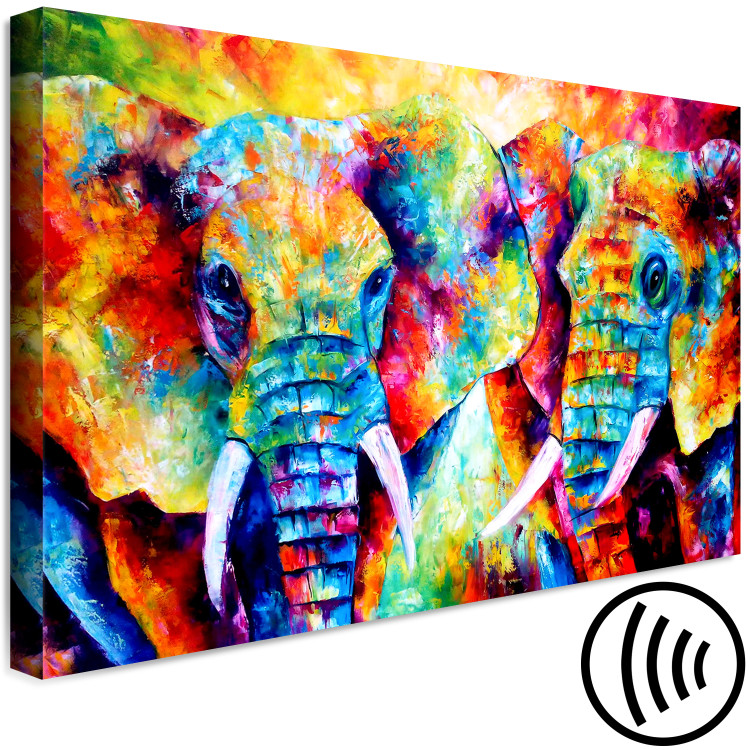 Canvas Print Pair of Elephants (1-part) wide - colorful abstraction full of love 127313 additionalImage 6