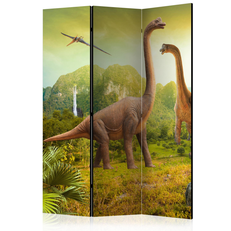 Room Divider Screen Dinosaurs (3-piece) - prehistoric reptiles and landscape for children 128813