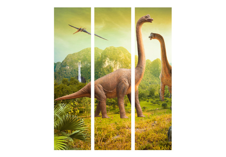 Room Divider Screen Dinosaurs (3-piece) - prehistoric reptiles and landscape for children 128813 additionalImage 3