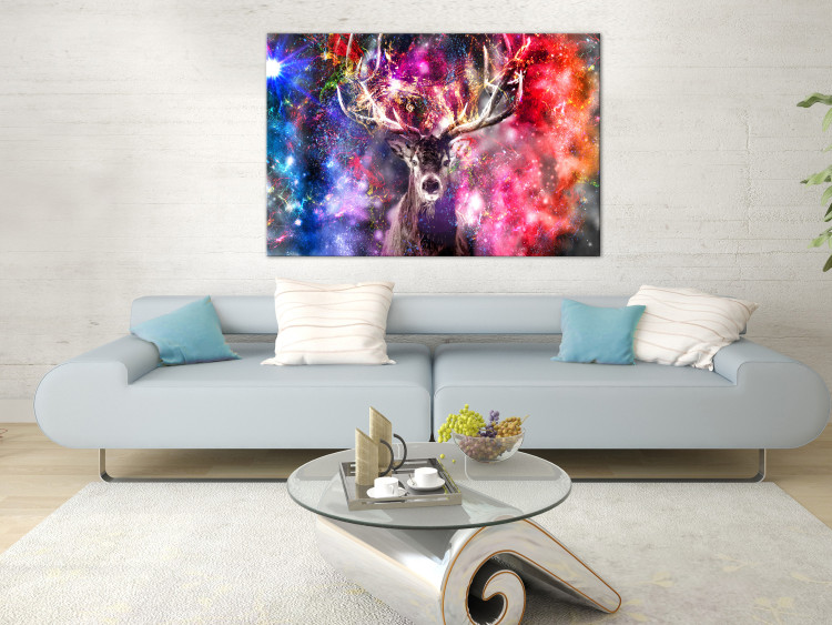 Canvas Print Colorful deer - abstraction with a deer's head on coloured background 131613 additionalImage 3
