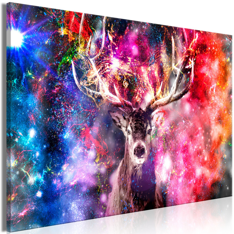 Canvas Print Colorful deer - abstraction with a deer's head on coloured background 131613 additionalImage 2