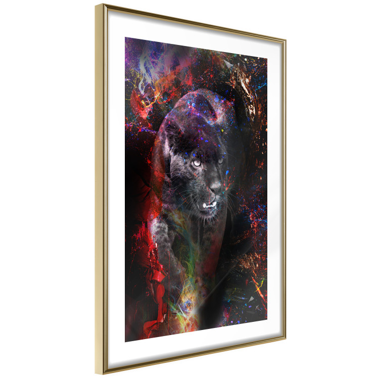 Wall Poster Black Jaguar - animal among abstract colors on a dark background 131813 additionalImage 9