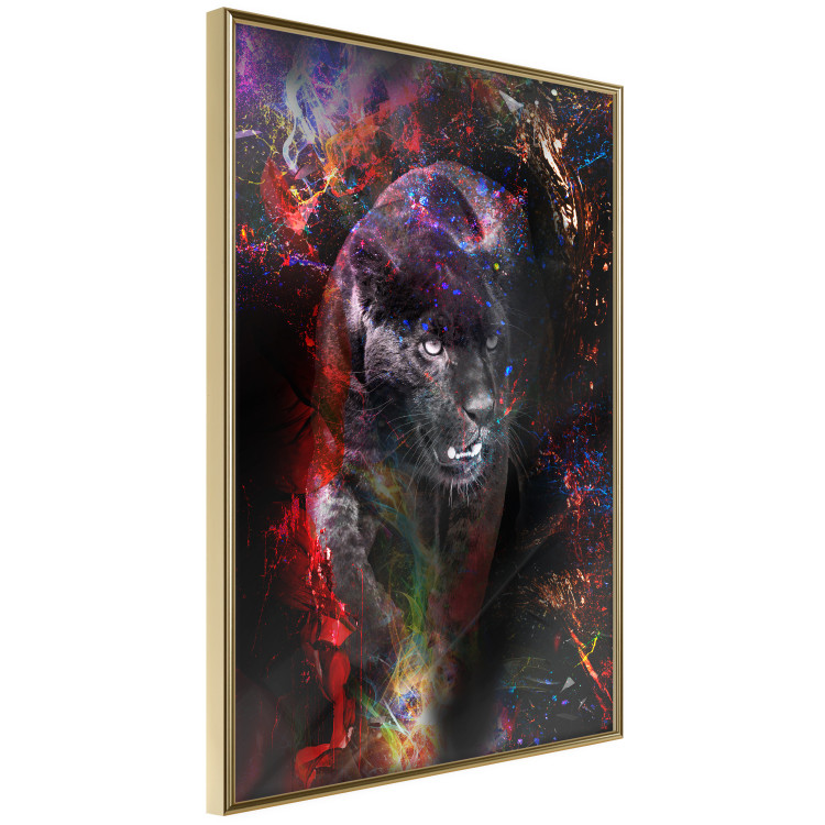 Wall Poster Black Jaguar - animal among abstract colors on a dark background 131813 additionalImage 14