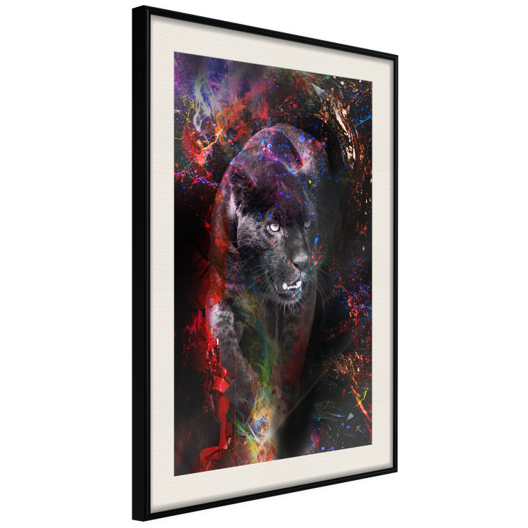 Wall Poster Black Jaguar - animal among abstract colors on a dark background 131813 additionalImage 2
