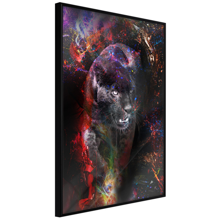 Wall Poster Black Jaguar - animal among abstract colors on a dark background 131813 additionalImage 13