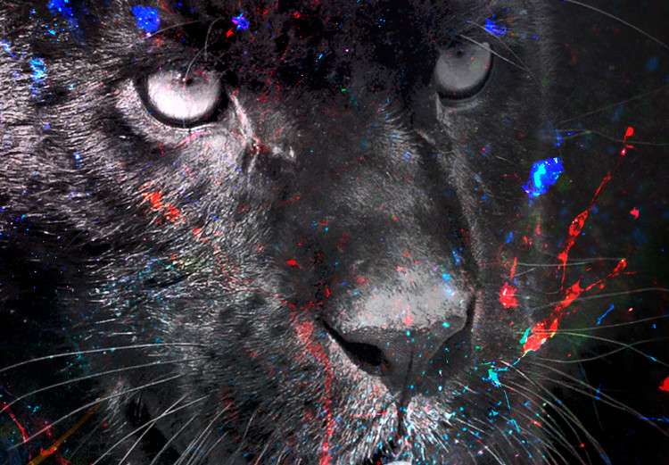 Wall Poster Black Jaguar - animal among abstract colors on a dark background 131813 additionalImage 12