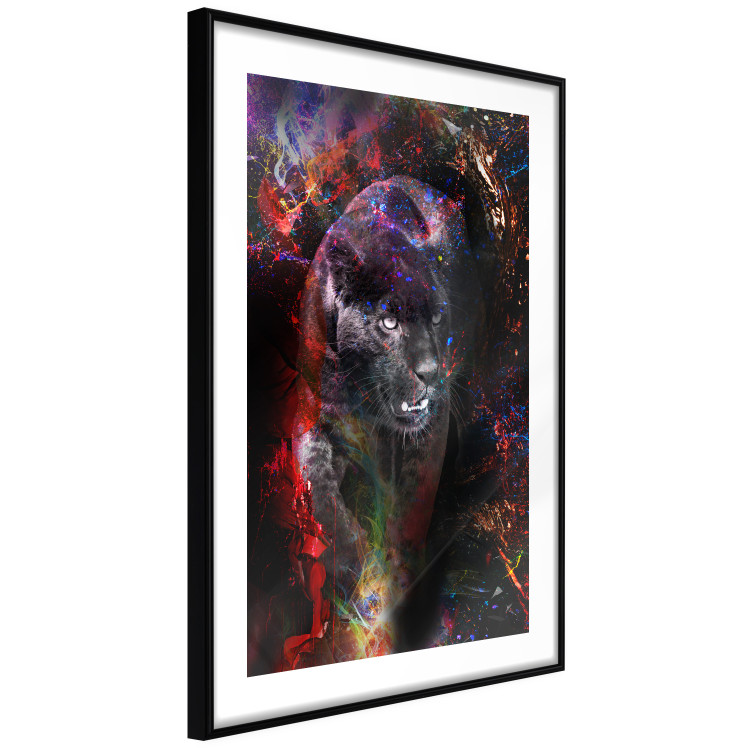 Wall Poster Black Jaguar - animal among abstract colors on a dark background 131813 additionalImage 8
